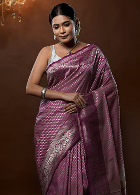 Purple Uppada Silk Saree With Blouse Piece