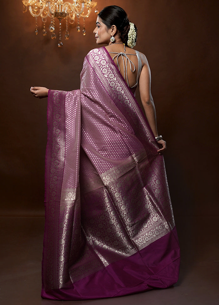 Purple Uppada Silk Saree With Blouse Piece