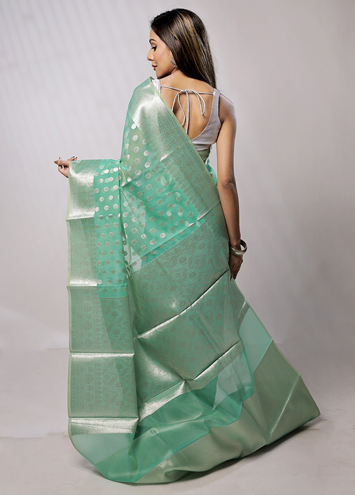 Green Organza Saree With Blouse Piece