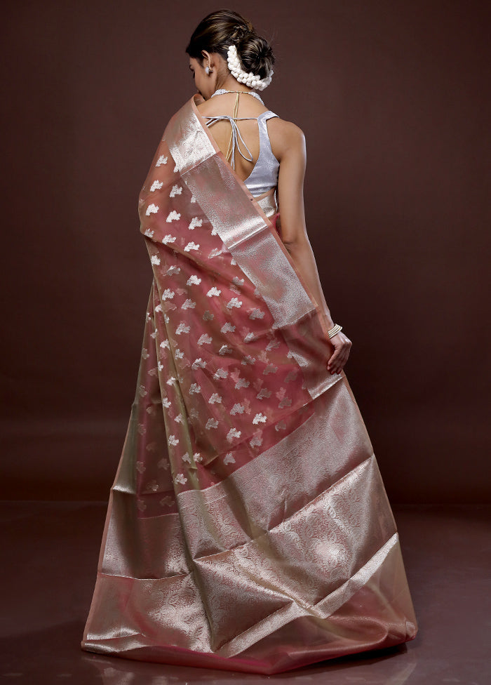 Pink Organza Saree With Blouse Piece - Indian Silk House Agencies