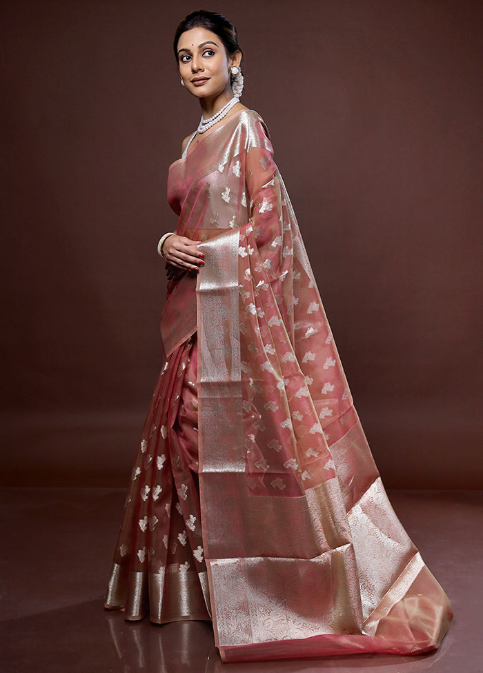 Pink Organza Saree With Blouse Piece - Indian Silk House Agencies