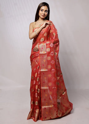 Red Cotton Saree With Blouse Piece