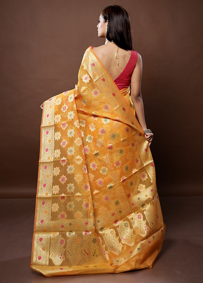 Yellow Kota Cotton Saree With Blouse Piece