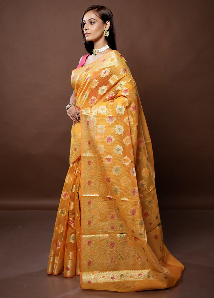 Yellow Kota Cotton Saree With Blouse Piece