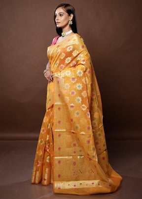 Yellow Kota Cotton Saree With Blouse Piece