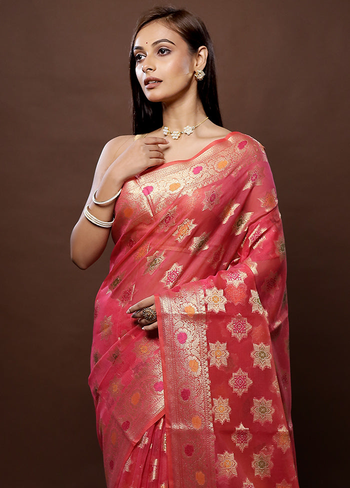 Pink Kota Cotton Saree With Blouse Piece - Indian Silk House Agencies