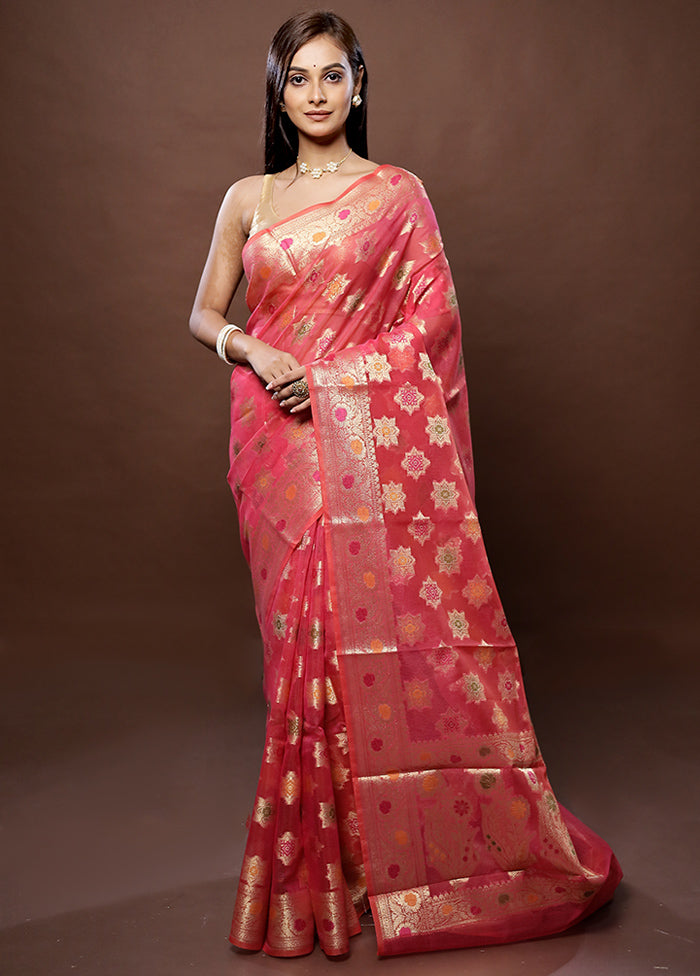 Pink Kota Cotton Saree With Blouse Piece