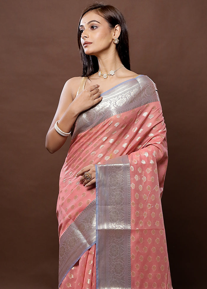 Pink Kora Silk Saree With Blouse Piece - Indian Silk House Agencies