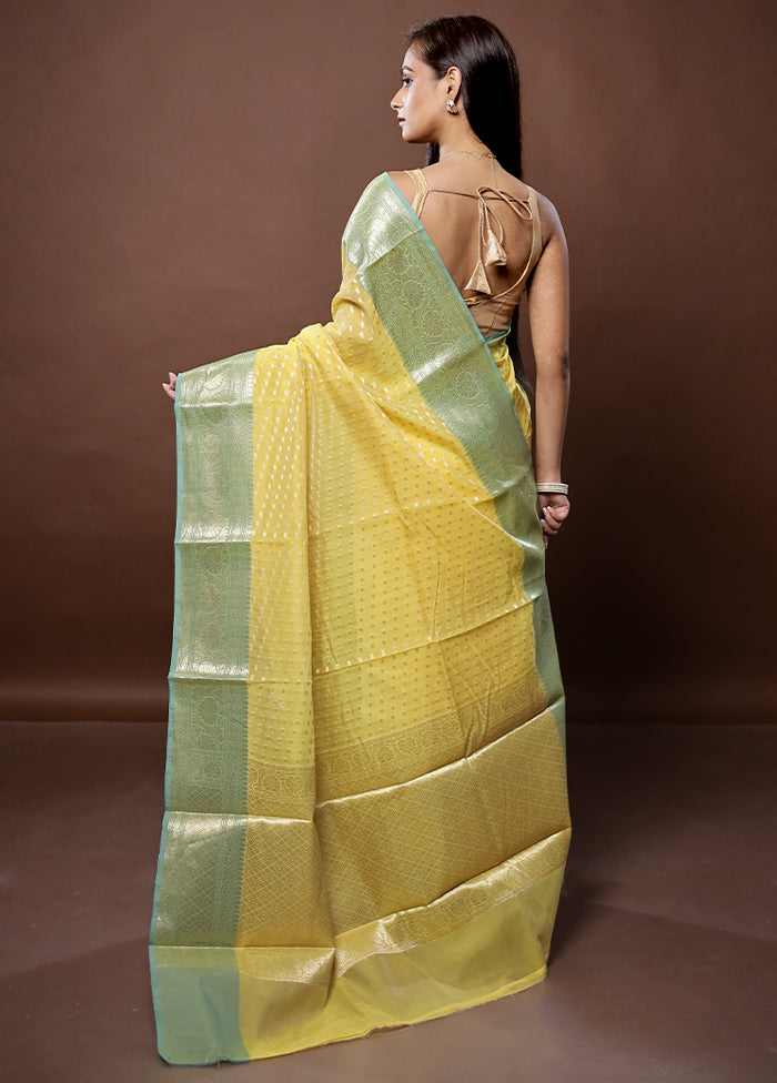 Yellow Kora Silk Saree With Blouse Piece - Indian Silk House Agencies