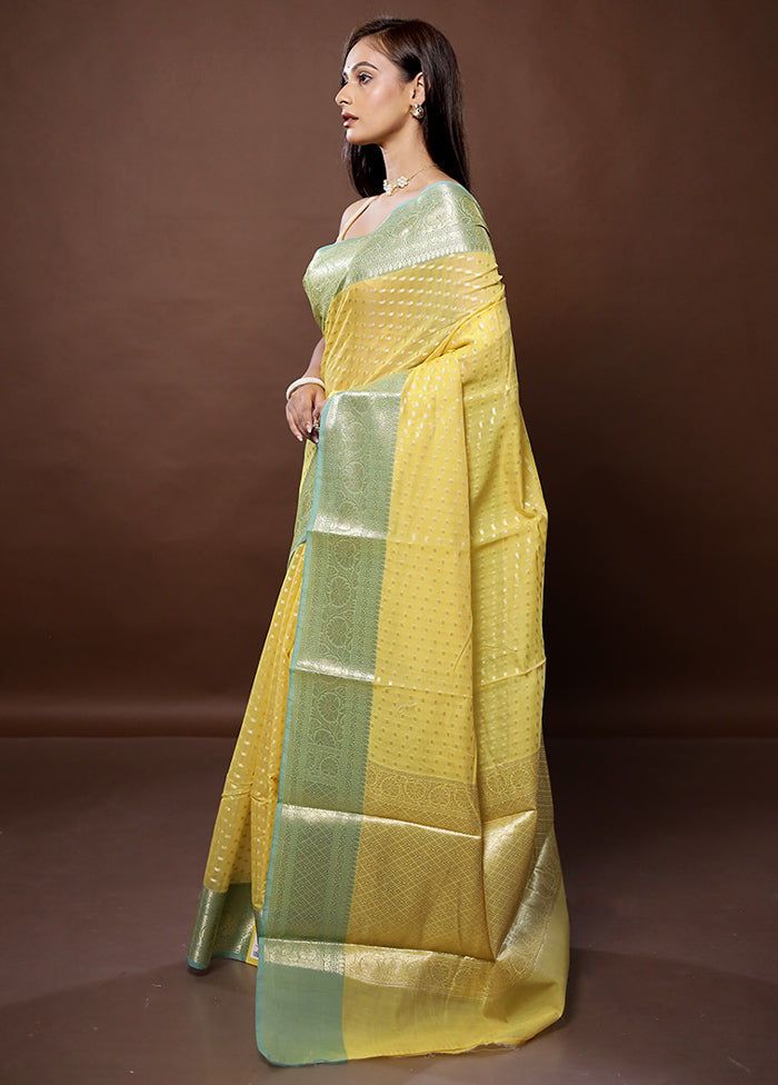 Yellow Kora Silk Saree With Blouse Piece - Indian Silk House Agencies