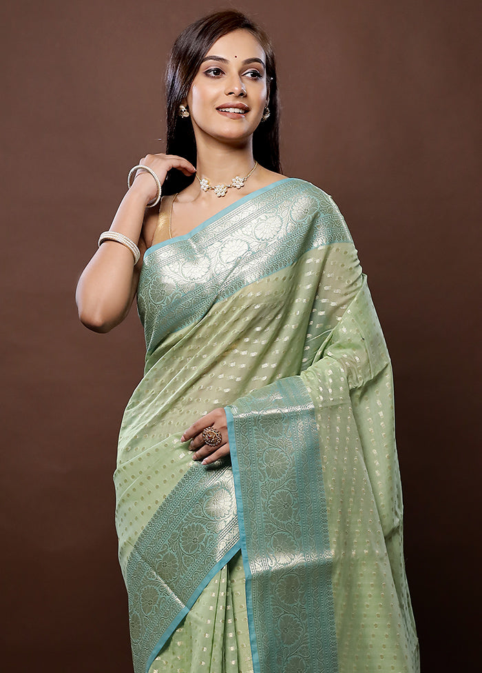 Green Kora Silk Saree With Blouse Piece - Indian Silk House Agencies