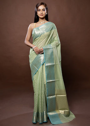 Green Kora Silk Saree With Blouse Piece