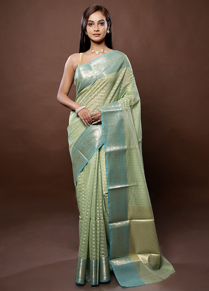 Green Kora Silk Saree With Blouse Piece - Indian Silk House Agencies