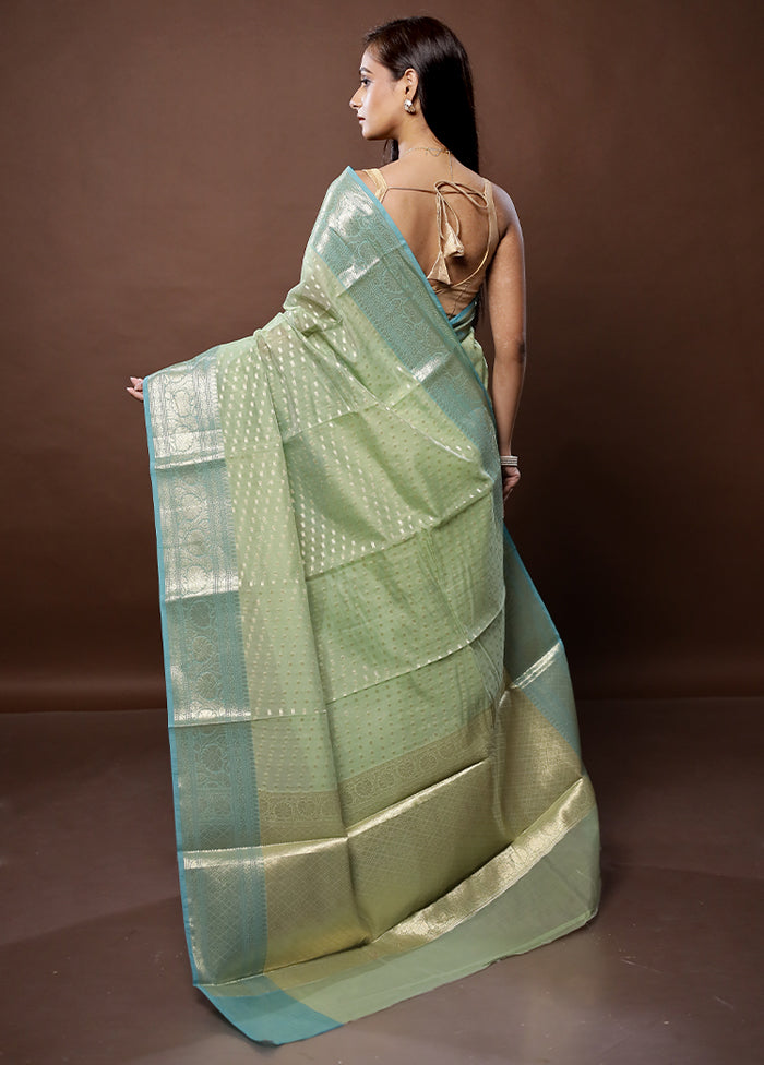 Green Kora Silk Saree With Blouse Piece - Indian Silk House Agencies