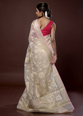 Cream Organza Saree With Blouse Piece - Indian Silk House Agencies