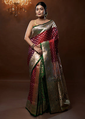 Purple Banarasi Silk Saree With Blouse Piece