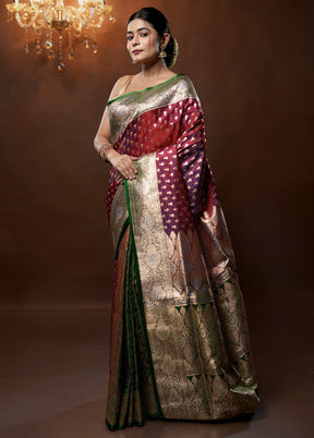 Purple Banarasi Silk Saree With Blouse Piece