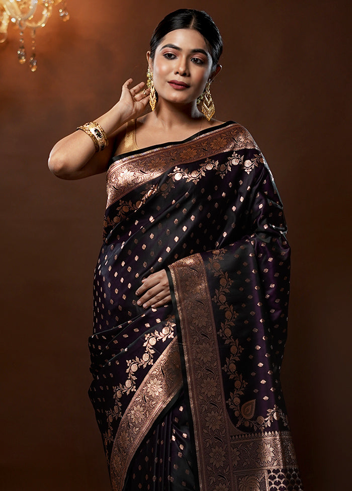 Purple Banarasi Silk Saree With Blouse Piece