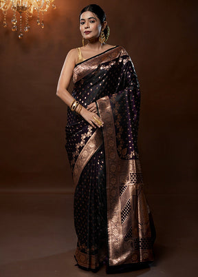 Purple Banarasi Silk Saree With Blouse Piece