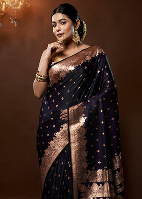 Purple Banarasi Silk Saree With Blouse Piece