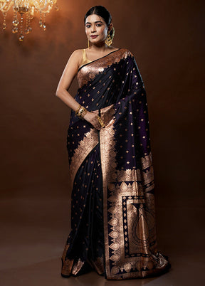 Purple Banarasi Silk Saree With Blouse Piece