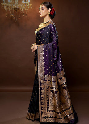 Purple Banarasi Silk Saree With Blouse Piece