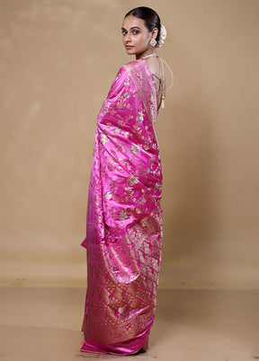 Pink Dupion Silk Saree With Blouse Piece