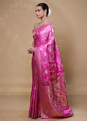 Pink Dupion Silk Saree With Blouse Piece