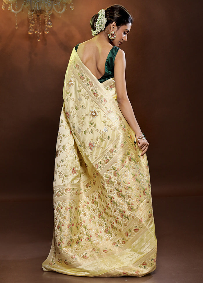 Yellow Dupion Silk Saree With Blouse Piece