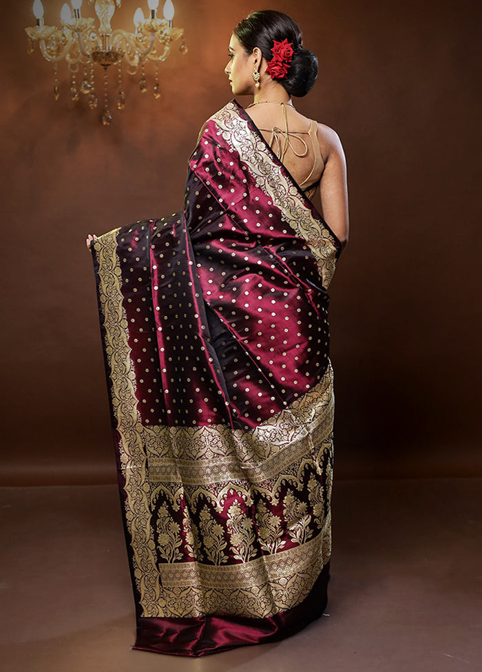 Purple Handloom Banarasi Pure Silk Saree With Blouse Piece