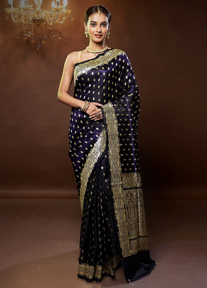 Blue Handloom Banarasi Pure Silk Saree With Blouse Piece - Indian Silk House Agencies