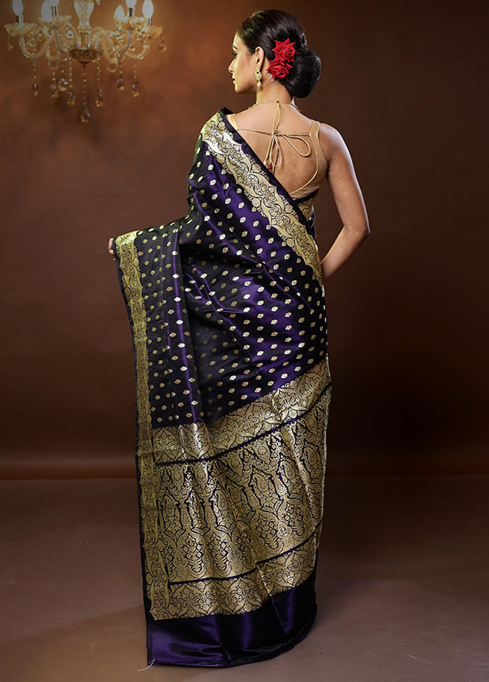 Blue Handloom Banarasi Pure Silk Saree With Blouse Piece - Indian Silk House Agencies