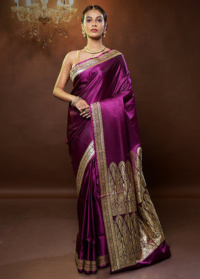 Pink Handloom Banarasi Pure Silk Saree With Blouse Piece