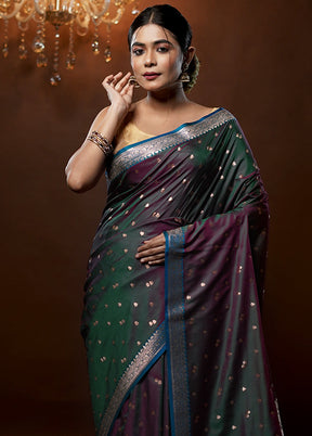 Green Banarasi Silk Saree With Blouse Piece