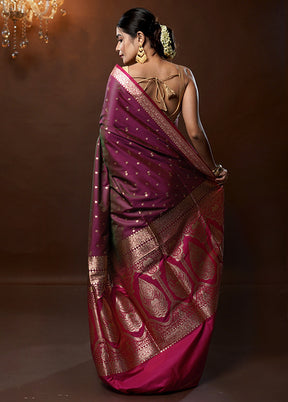 Purple Banarasi Silk Saree With Blouse Piece