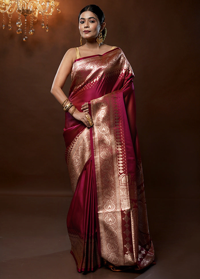 Pink Banarasi Silk Saree With Blouse Piece - Indian Silk House Agencies