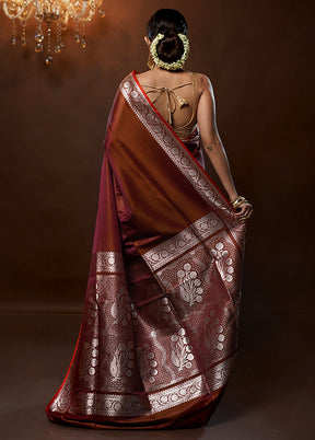 Maroon Banarasi Silk Saree With Blouse Piece - Indian Silk House Agencies