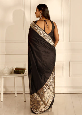 Black Katan Pure Silk Saree With Blouse Piece - Indian Silk House Agencies