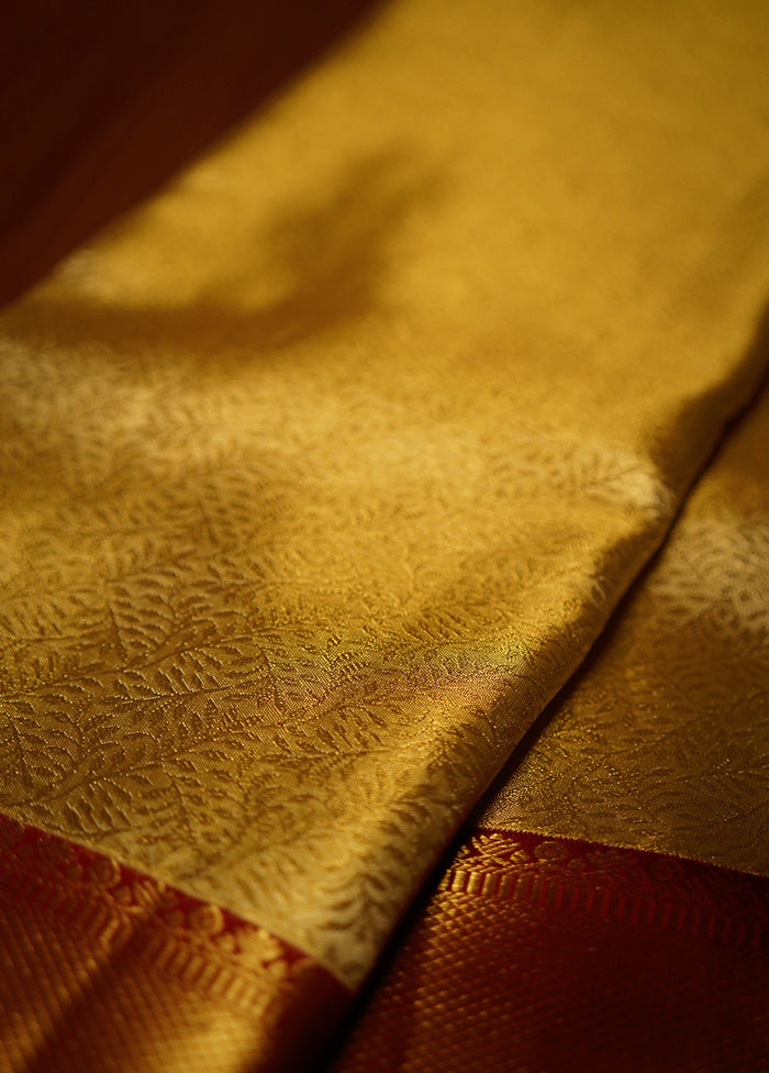 Gold Pure Dharmavaram Kanchipuram Silk Saree With Blouse Piece - Indian Silk House Agencies