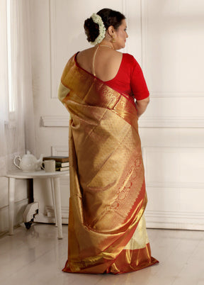 Gold Pure Dharmavaram Kanchipuram Silk Saree With Blouse Piece - Indian Silk House Agencies