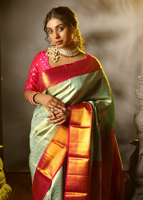 Green Pure Dharmavaram Kanchipuram Silk Saree With Blouse Piece - Indian Silk House Agencies