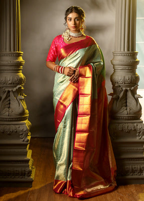 Green Pure Dharmavaram Kanchipuram Silk Saree With Blouse Piece - Indian Silk House Agencies