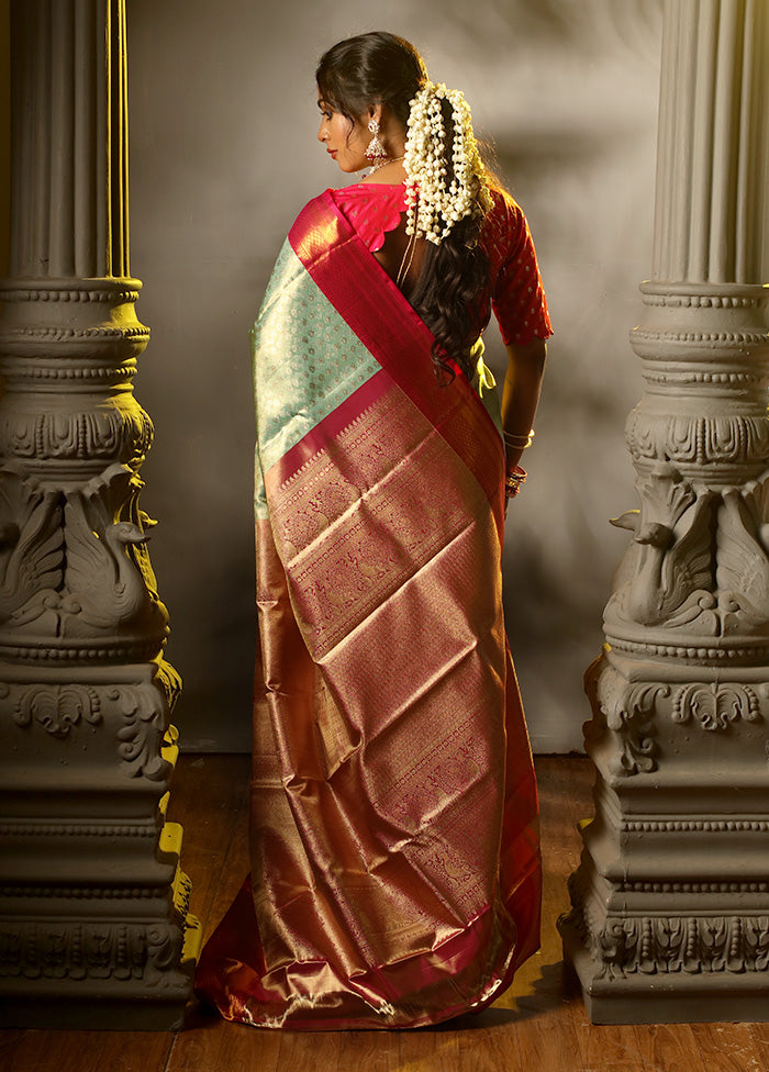 Green Pure Dharmavaram Kanchipuram Silk Saree With Blouse Piece - Indian Silk House Agencies