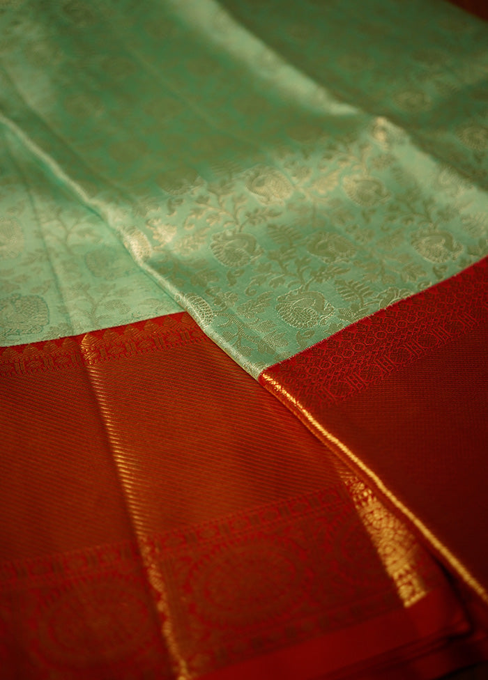 Blue Pure Dharmavaram Kanchipuram Silk Saree With Blouse Piece - Indian Silk House Agencies