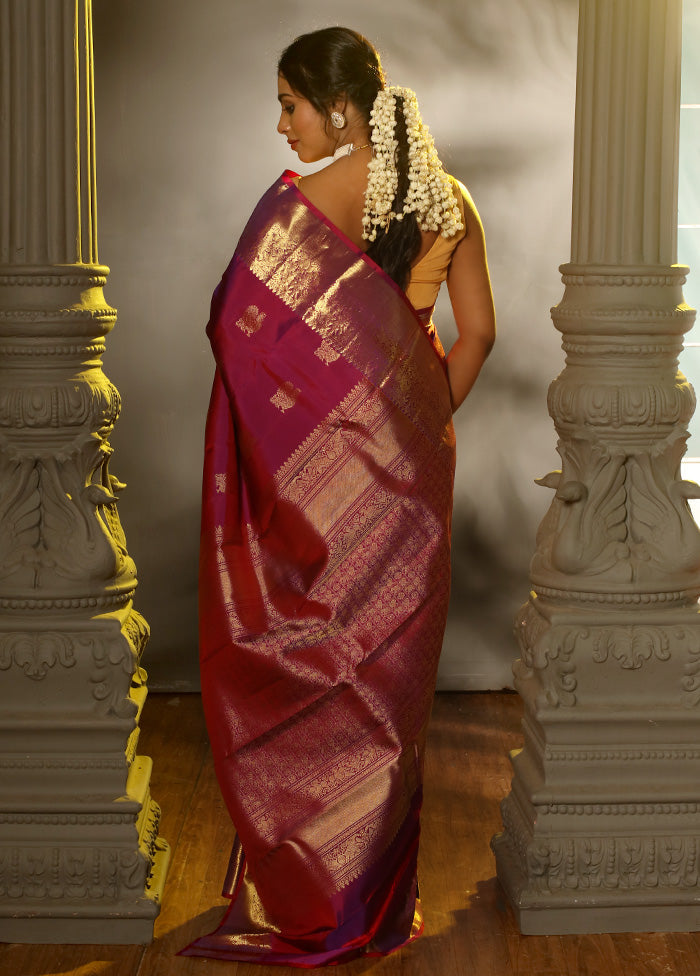 Purple Pure Dharmavaram Kanchipuram Silk Saree With Blouse Piece - Indian Silk House Agencies