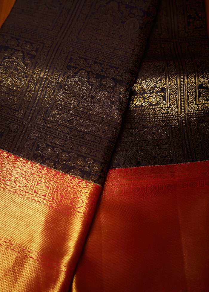 Blue Pure Dharmavaram Kanchipuram Silk Saree With Blouse Piece - Indian Silk House Agencies