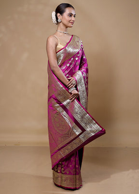 Violet Banarasi Silk Saree With Blouse Piece