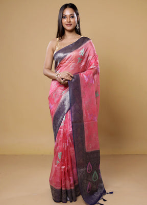 Pink Organza Saree With Blouse Piece