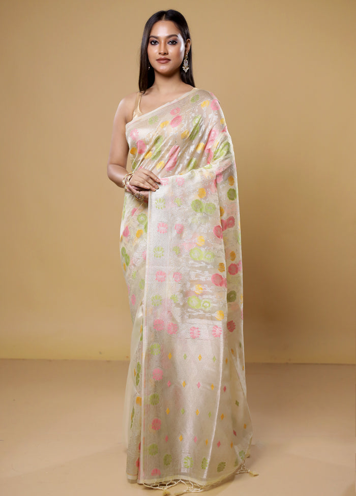 White Organza Saree With Blouse Piece