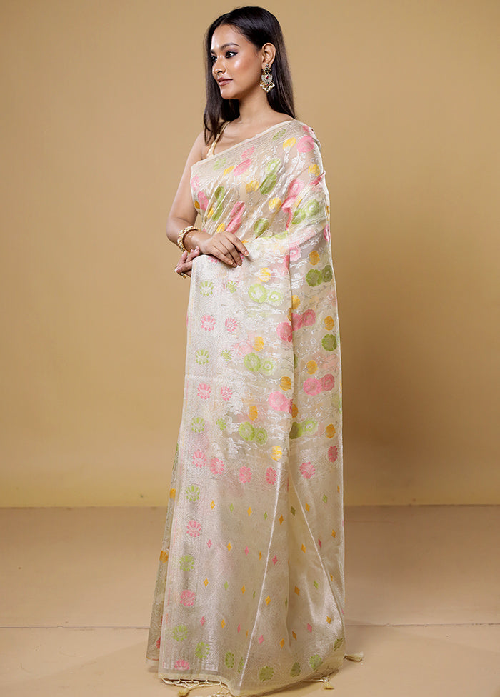 White Organza Saree With Blouse Piece